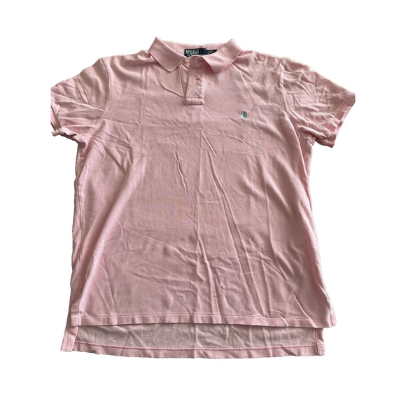 Ralph Lauren Polo Golf Shirt Custom Fit Mens XL Pink w/Teal Pony Short Sleeve - Picture 1 of 13